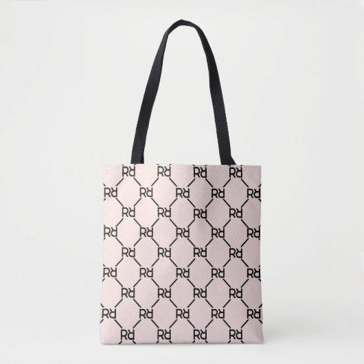 Stijlvol Roze Modern Script Girly Monogram Initiaa Draagtas (Voorkant)