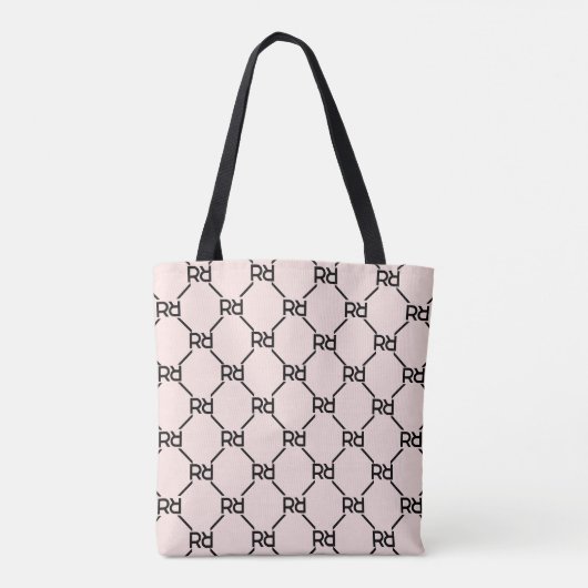 Stijlvol Roze Modern Script Girly Monogram Initiaa Draagtas (Achterkant)