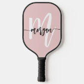 Stijlvol Roze Modern Script Girly Monogram Naam Pickleball Paddle (Achterkant)