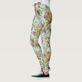 Stijlvol  roze rozen ventilatorpatroon leggings (Links)