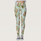 Stijlvol  roze rozen ventilatorpatroon leggings (Voorkant)