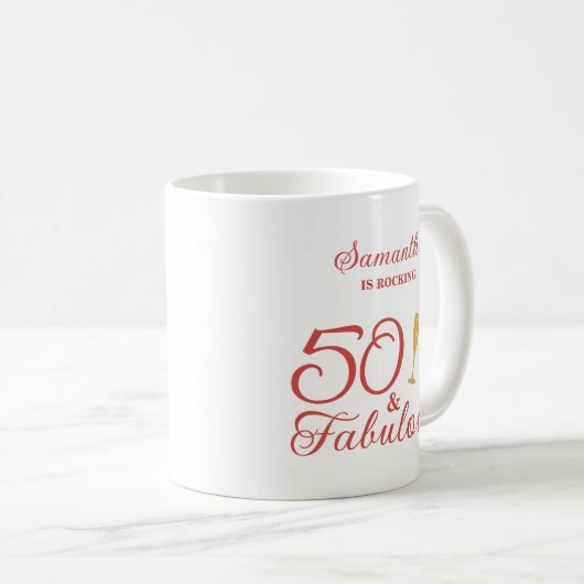 Stijlvol roze script 50 en woedende verjaardag koffiemok (Voorkant rechts)