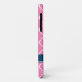 Stijlvol roze Trellis Pattern Blue Name plate Case-Mate iPhone Case (Achterkant/links)
