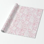 Stijlvol roze Tulip Floral Pattern Girly Chic Cadeaupapier (Uitgerold)