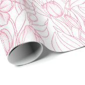 Stijlvol roze Tulip Floral Pattern Girly Chic Cadeaupapier (Rol Hoek)