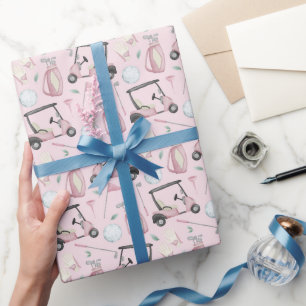 Stijlvol roze vrouwelijk golfdesign cadeaupapier