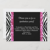 Stijlvol Roze Zebra Feminine Afstuderen nodigt uit Kaart (Achterkant)