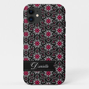 Stijlvol roze + zwart staarpatroon iPhone 11 hoesje
