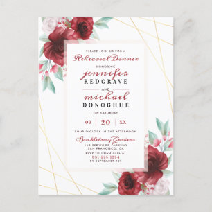 Stijlvol Rozen voor Merlot Floral repesal Dinner Uitnodiging Briefkaart
