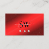 Stijlvol ruby Red Black Rousonds Initialen Visitekaartje (Voorkant)