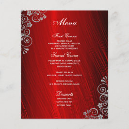 Stijlvol Ruby Red Gray Swirl Wedding Menu