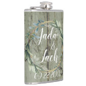 Stijlvol Rustic Leafy Wreath Wedding Heupfles (Rechts)