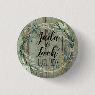 Stijlvol Rustic Leafy Wreath Wedding Ronde Button 3,2 Cm