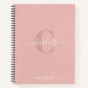 Stijlvol Rustiek Roze Botanisch Monogram Recept Notitieboek