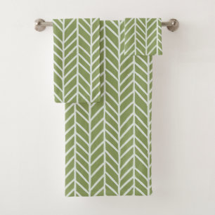 Stijlvol Sage Green Boho Herringbone Pattern Bad Handdoek