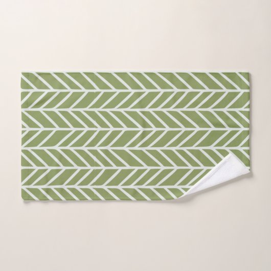 Stijlvol Sage Green Boho Herringbone Pattern Bad Handdoek (Handdoek)