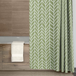 Stijlvol Sage Green Boho Herringbone Pattern Douchegordijn