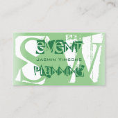 Stijlvol Sage Green White met foto's en monogram Visitekaartje (Voorkant)