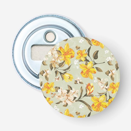 Stijlvol, schitterend helder bloempatroon button flesopener (Voorkant)