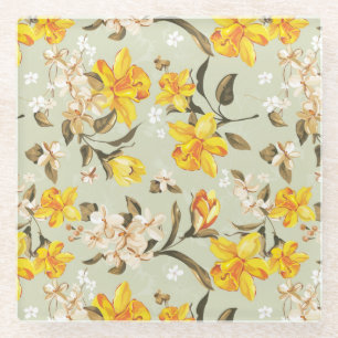 Stijlvol, schitterend helder bloempatroon glazen onderzetter