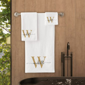 Stijlvol schrift modern witgouden monogram naam bad handdoek