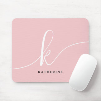 Stijlvol Schrift Monogram Roze Muismat