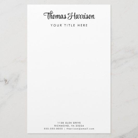 Stijlvol Schrift Monogram Zakelijk Briefpapier (Voorkant)