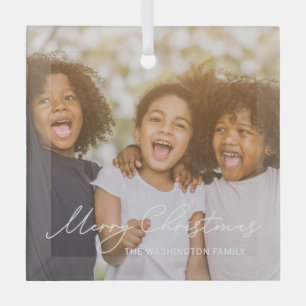 Stijlvol schrijven Aangepaste kerstfoto's Glas Ornament