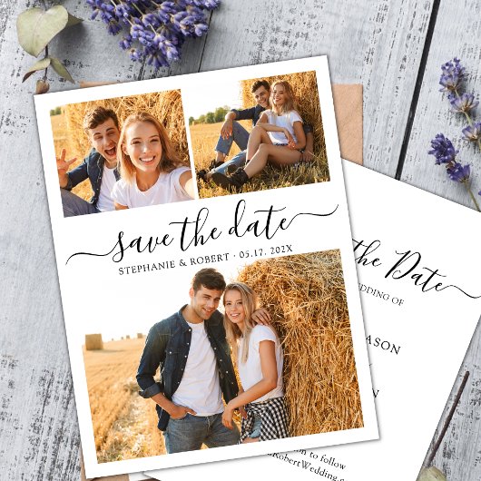 Stijlvol script 3 fotocollage bruiloft save the date