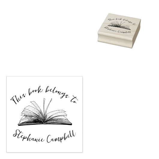 Stijlvol script Aangepaste naam Bibliotheekboek Rubberstempel (Gestempeld)
