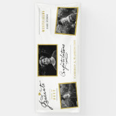 Stijlvol script Afstuderen 3 foto afstudeerfeest Spandoek (Verticaal)