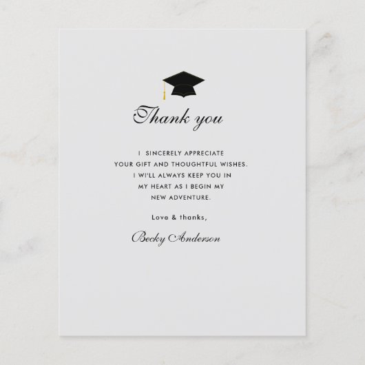 stijlvol script afstuderen bedankt kaart (Achterkant)