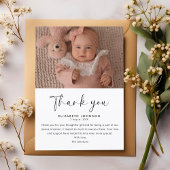 Stijlvol Script Baby shower Dank u Baby Foto Briefkaart