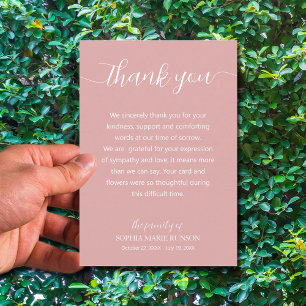 Stijlvol script begrafenis bedankkaart