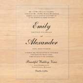 Stijlvol Script Black White Wedding Invitation Acryl Uitnodigingen (Voorkant)