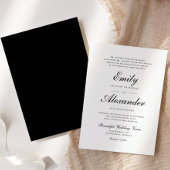 Stijlvol Script Black White Wedding Invitation Kaart