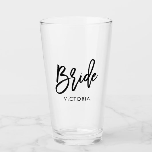 Stijlvol script "Bride" op maat Glas (Voorkant)