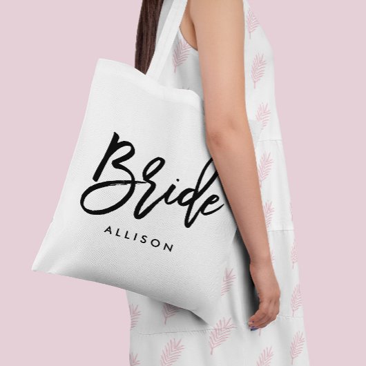 Stijlvol script "Bride" op maat Tote Bag