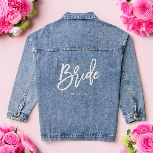 Stijlvol script "Bride" Persoonlijk  Denim Jacket