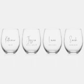 Stijlvol script bruids partij gepersonaliseerd wijnglas zonder voet (Voorkant)