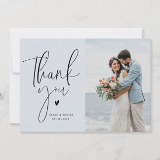 stijlvol script bruiloft bedankt fotokaart