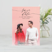 Stijlvol script bruiloft Bewaar de datum foto Kaart (Staand voorkant)
