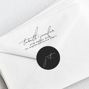 Stijlvol Script Elegant Monogram Bruiloft Ronde Sticker