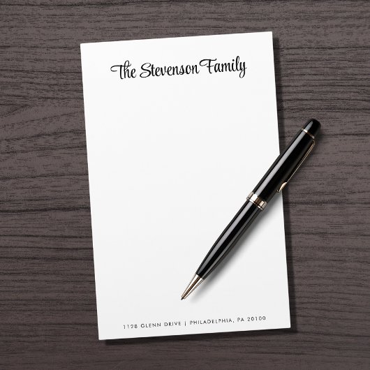 Stijlvol script familienaam monogram briefpapier