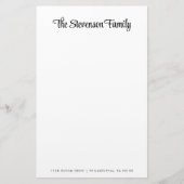 Stijlvol script familienaam monogram briefpapier (Voorkant)