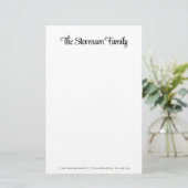 Stijlvol script familienaam monogram briefpapier (Staand voorkant)