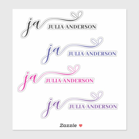 Stijlvol Script Font Monogram Kleurrijk Sticker (Vel)