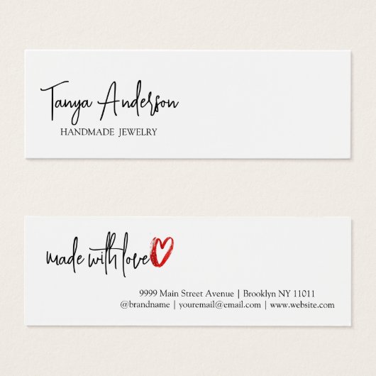 Stijlvol script gemaakt Love Heart Earning Display Mini Visitekaartjes (Voorkant /achterkant)