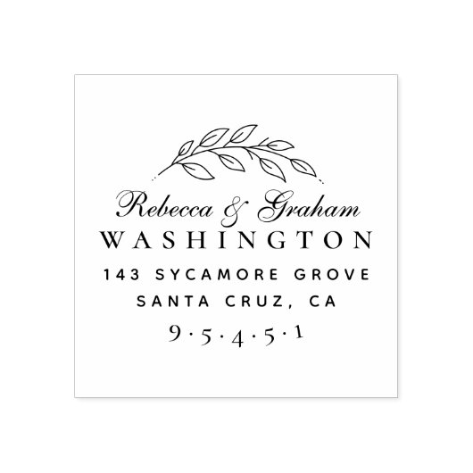 Stijlvol script getrouwd paar namen retour adres 	rubberstempel (Afrduk)