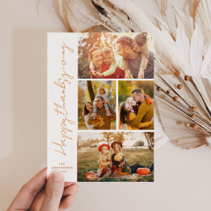 Stijlvol script Happy Thanksgiving-fotokaart Feestdagenkaart